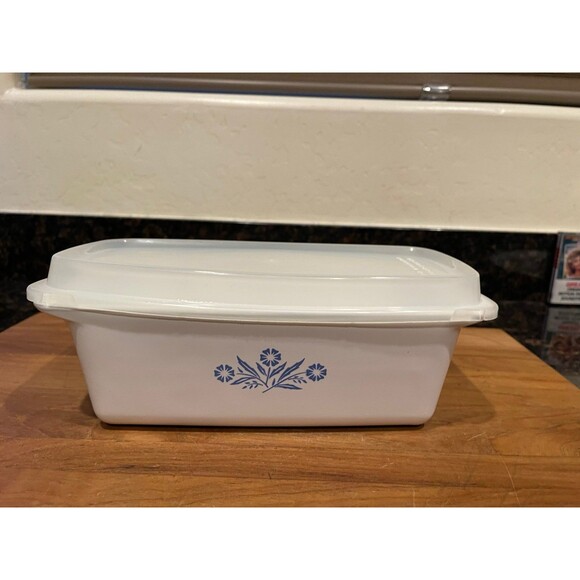 Corning Ware P-315-B Blue Cornflower Loaf Pan w/ Plastic Lid - Picture 2 of 6